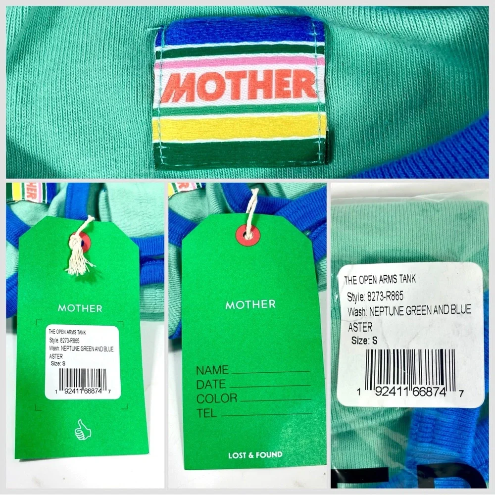 Mother The Open Arms Tank Top Neptune Green And Blue Aster XS M NWT - Picture 11 of 16
